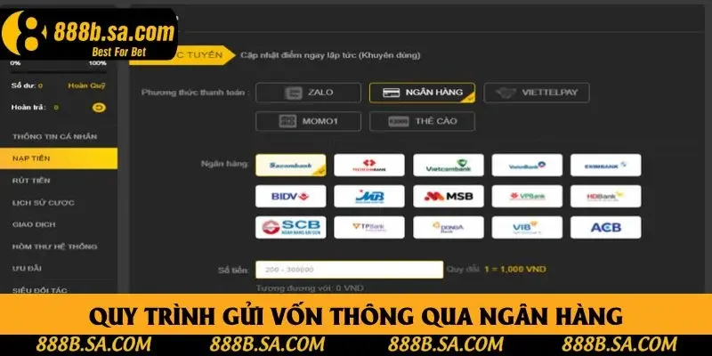 Quy trình gửi vốn thông qua ngân hàng